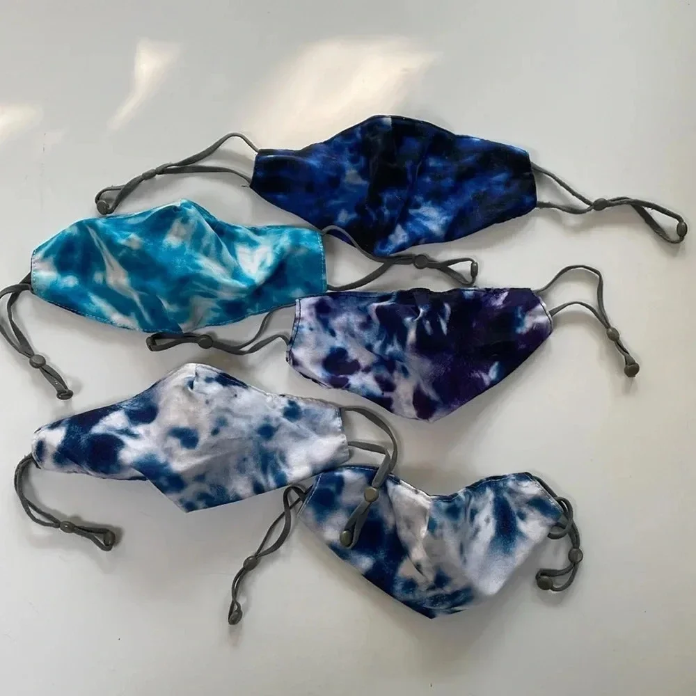 BUNDLE of 5 kids 100% cotton mask with adjustable straps. Tie dye.